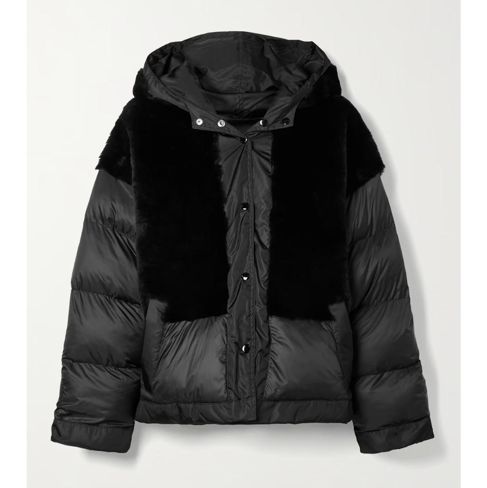 Shoreditch Ski Club Ember Shearling Hooded Puffer Jacket Black Size XS Pre-owned